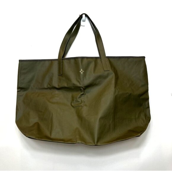 India Hicks Army Olive Green Large Canvas Tote Bag Double Strap Handles NWOT - Picture 3 of 10
